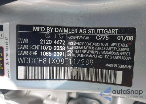 2008 Mercedes-Benz C 300 Luxury 4Matic/Sport 4Matic из США, поврежденный, VIN WDDGF81X08F117289